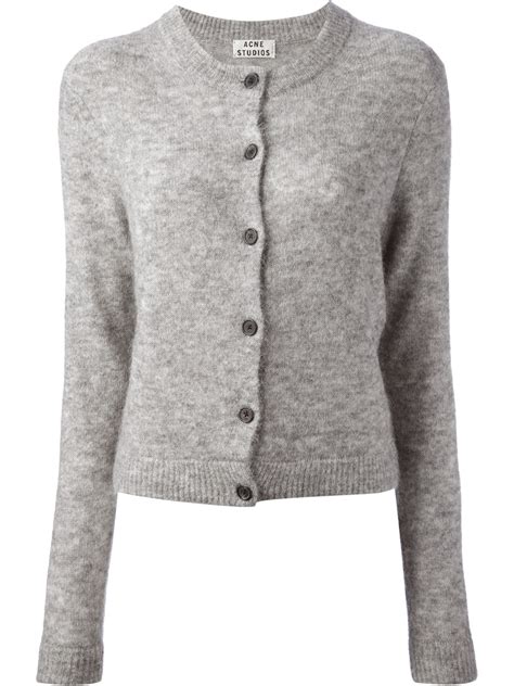 ladies grey cardigan with pockets.